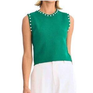 Entro sleeveless pearl embellished sweater top